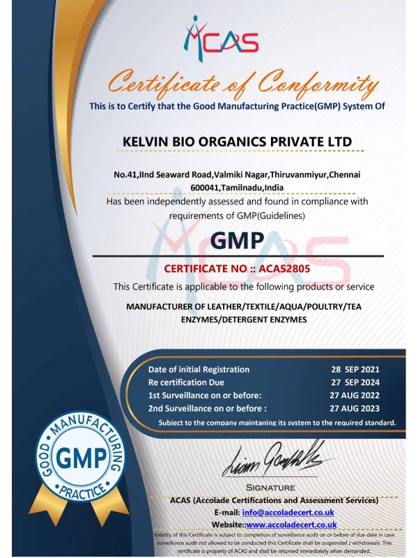 Certificate of Conformity - Good Manufacturing Practice(GMP)