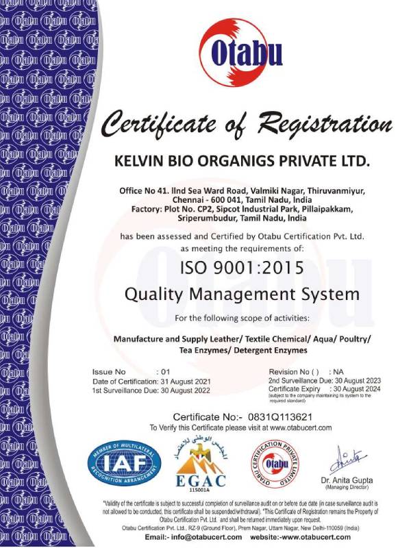 Certificate of Registration - ISO 9001 2015 Quality Manangement System